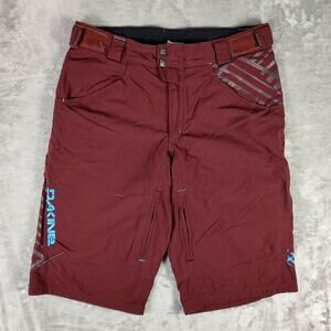 Y2K Dakine Syncline maroon sportswear BMX bike shorts long mesh lined mens XL